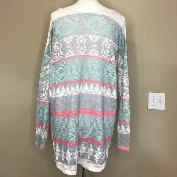 LUNA CHIC Long Knitted Pink Grey Multi Sweater M - Picture 3 of 7